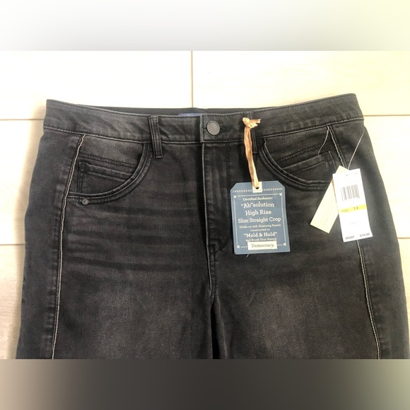 NWT  Democracy Jeans “Ab” Solution High Rise Slim Straight Crop Size 14 - Picture 9 of 12